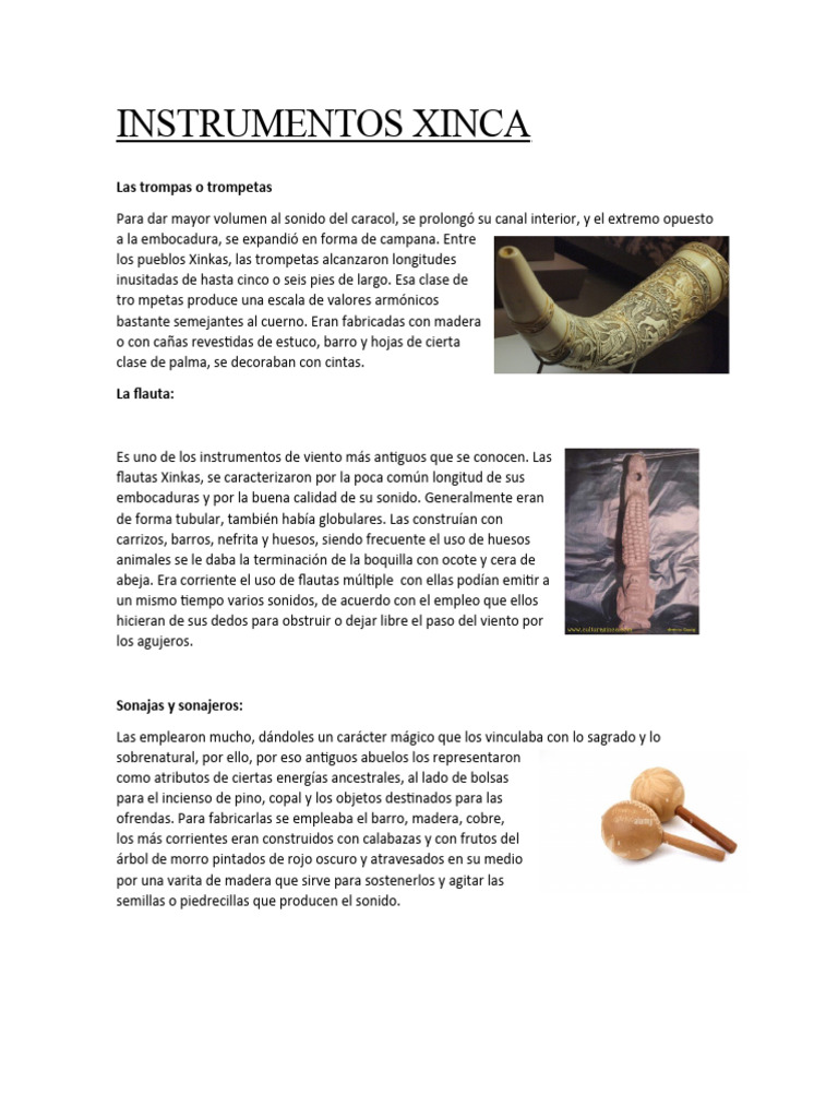 InstrumentosyMusicaXinca PDF Instrumentos musicales Flauta