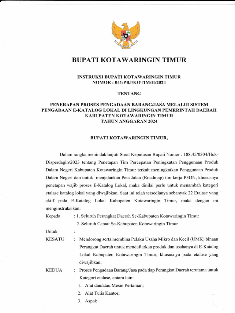 Instruksi Bupati 041 | PDF