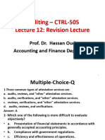 Auditing - CTRL-505 Lecture 12: Revision Lecture: Prof. Dr. Hassan Ouda Accounting and Finance Department