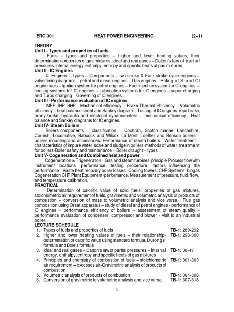 Heat Power Engineering Course Overview | PDF | Boiler | Internal ...