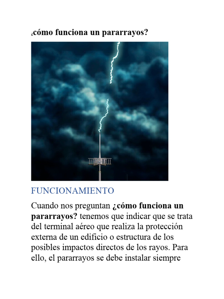 Funcionamiento de Pararrayos | PDF | Tecnología