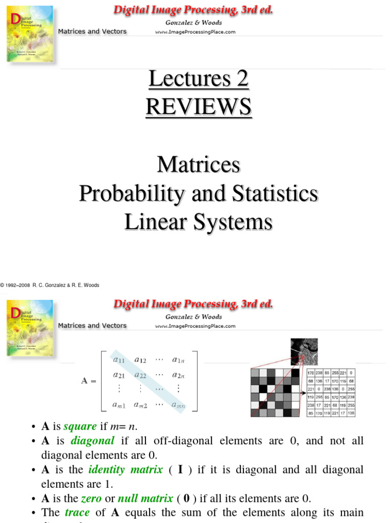 Matrices and Vectors in Image Processing | PDF | Eigenvalues And ...