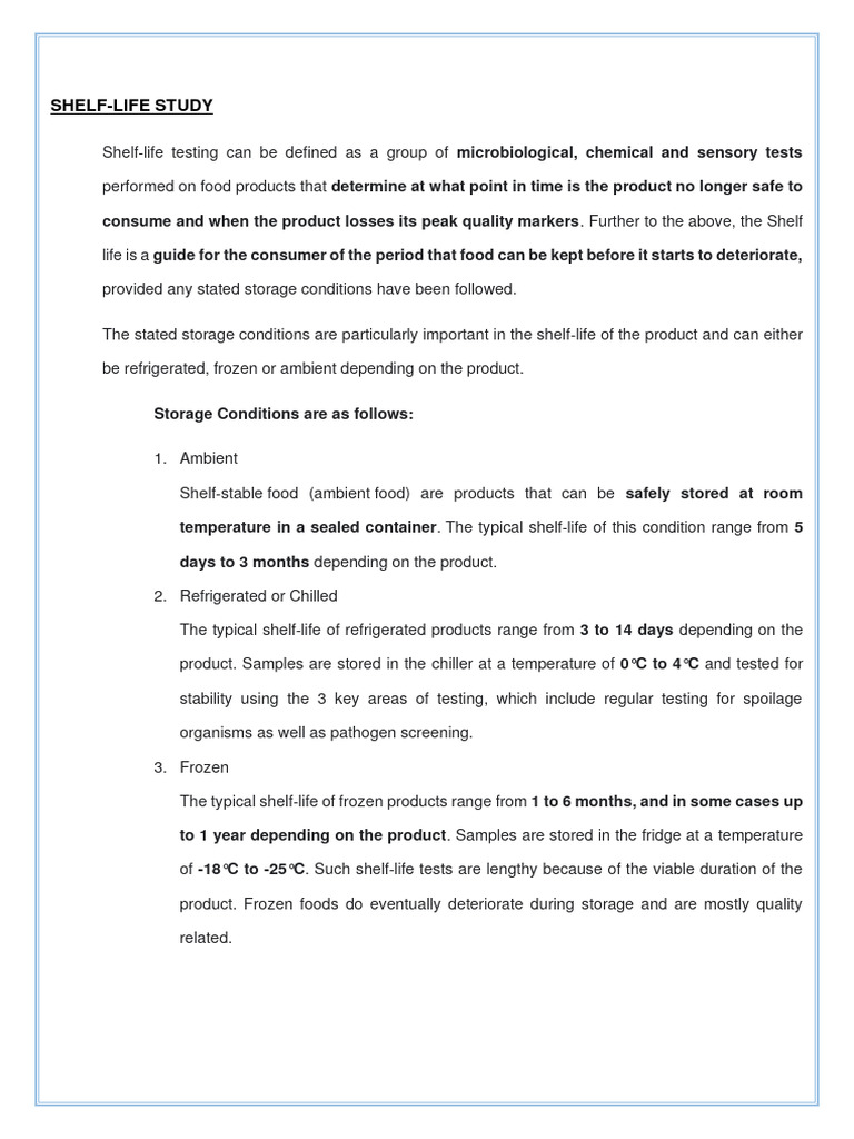 Shelf-Life Testing Overview | PDF | Shelf Life | Microorganism