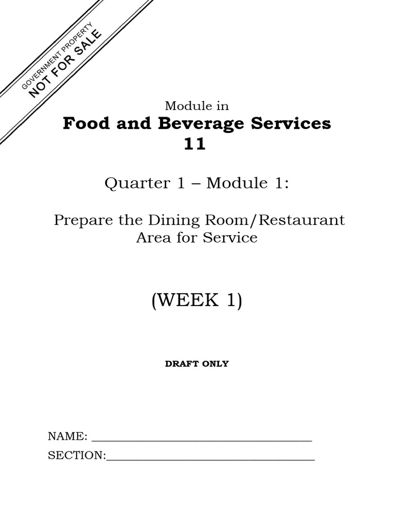 FBS Module 1st Quarter Week 1 | PDF | Menu | Restaurants