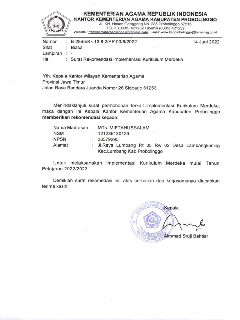 Rekom Kemenag | PDF