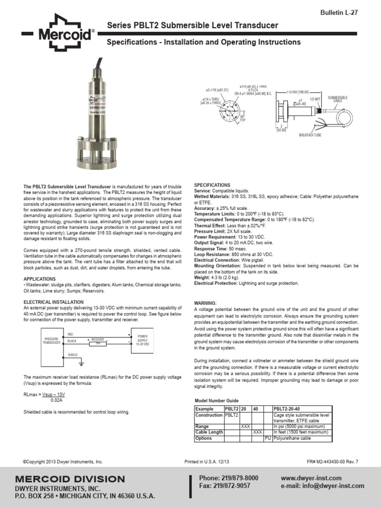 Mercoid pblt2 Manual | PDF | Voltage | Power Supply