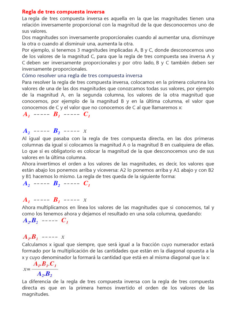 Ejemplos de regla de tres compuesta inversa | PDF | Matemática ...