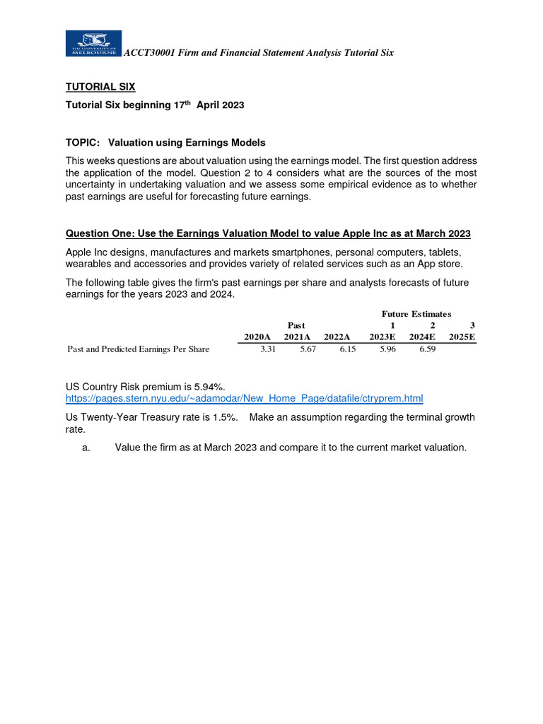 Tutorial 6 FAT Solution | PDF | Valuation (Finance) | Coefficient Of ...