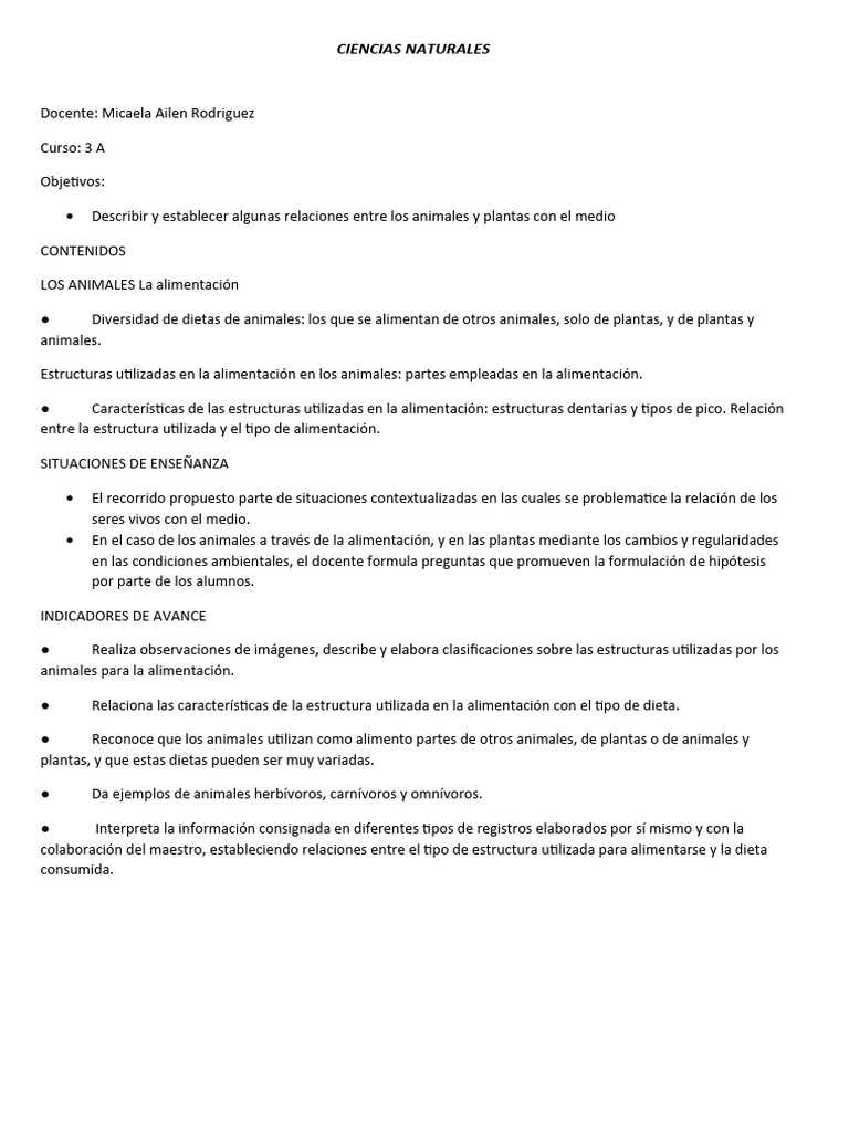 secuencia-didactica-LA-DIETA-DE-LOS-ANIMALES 3A TM | PDF