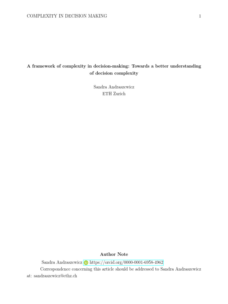 Understanding Decision-Making Complexity | PDF | Decision Making ...
