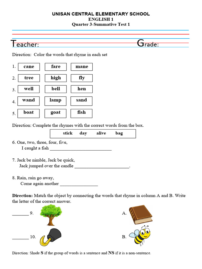 Q3 1ST Summative Test in English 1 | PDF | Cognitive Psychology ...
