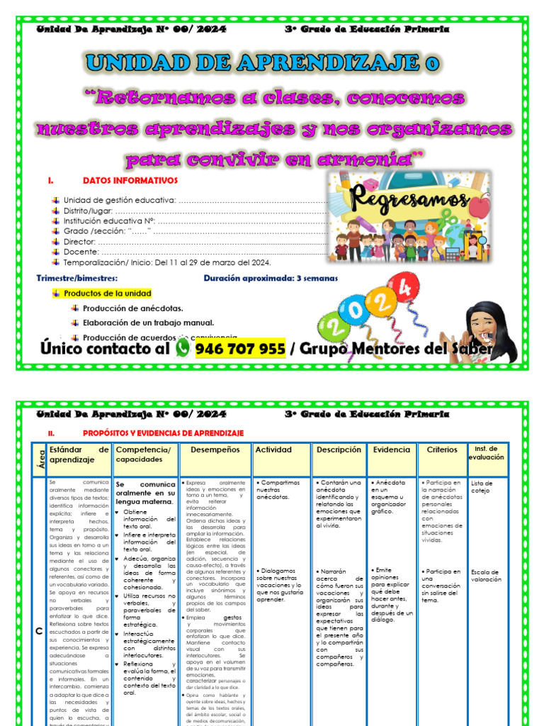 Unidad de Aprendizaje 3° Primaria 2024 | PDF | Geometría | Aprendizaje