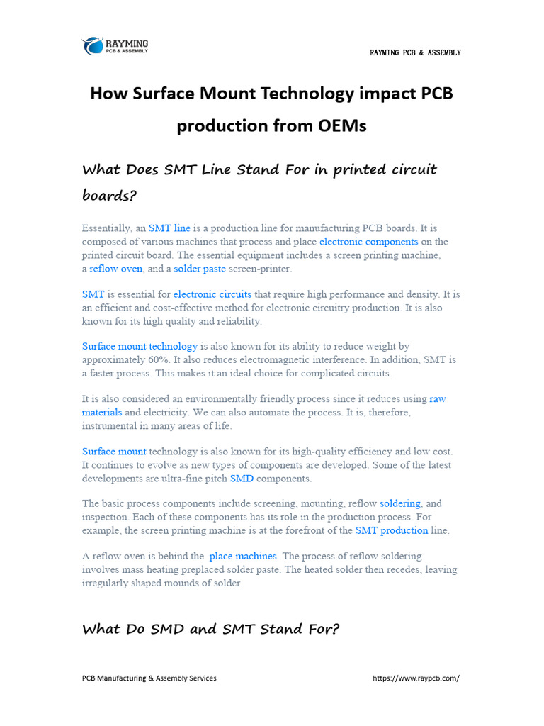 How Surface Mount Technology Impact PCB Production From OEMs | PDF ...