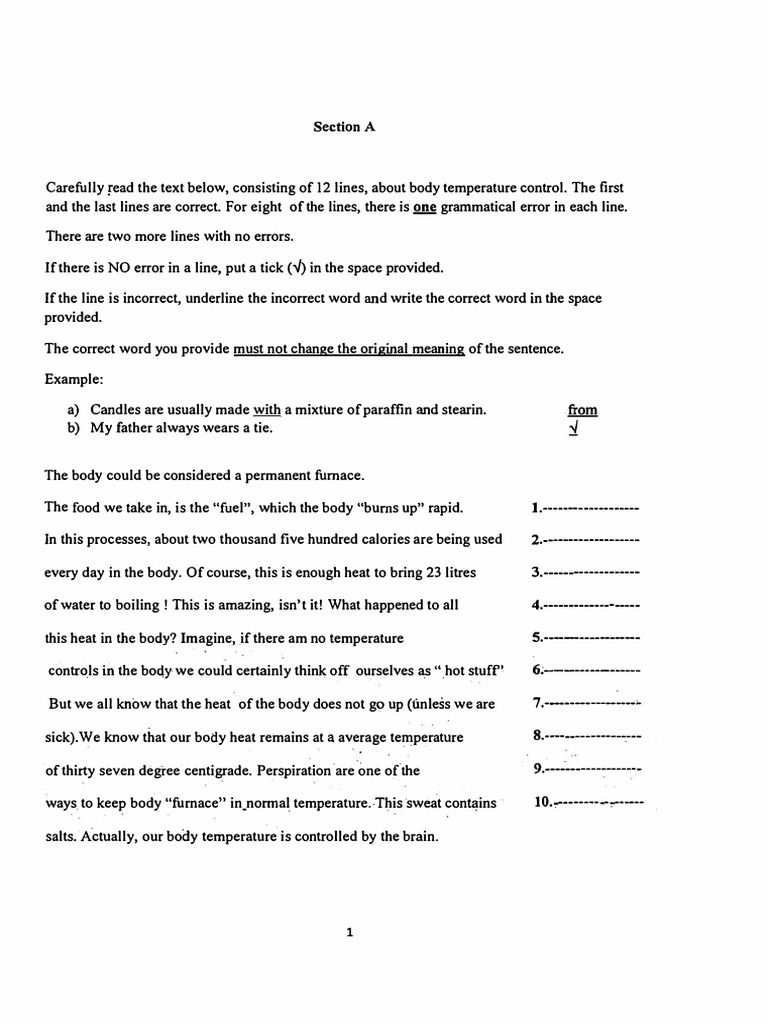 English Paper Section 1 Guidelines | PDF