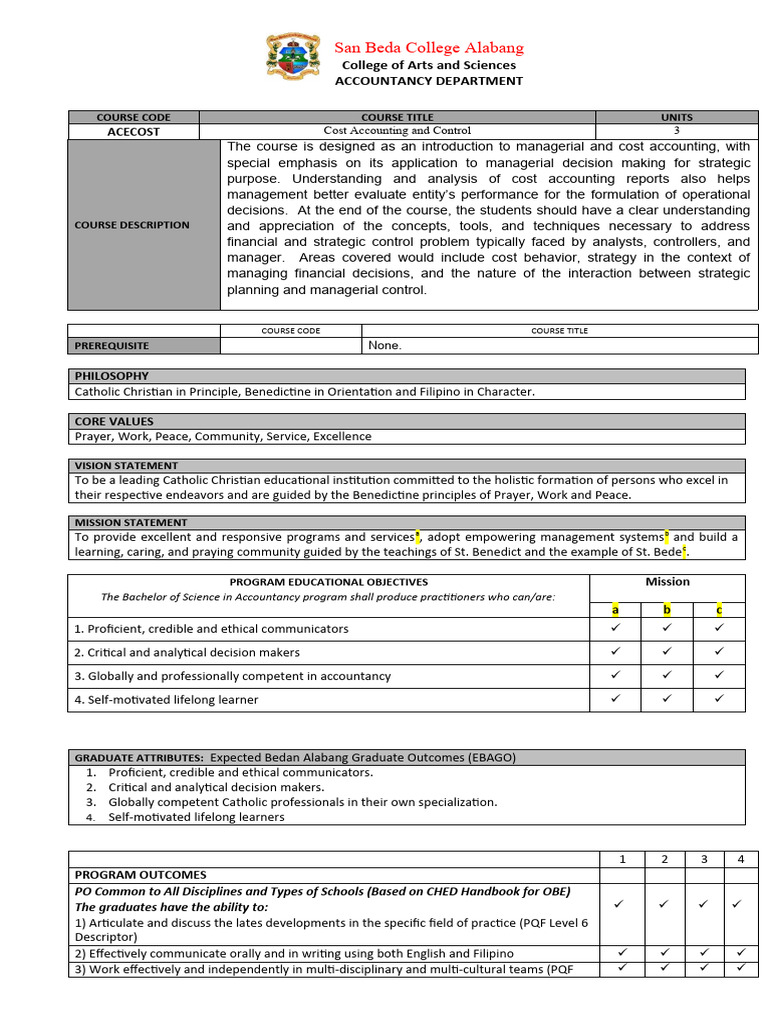 Cost Accounting and Control Overview | PDF | Corporate Social ...