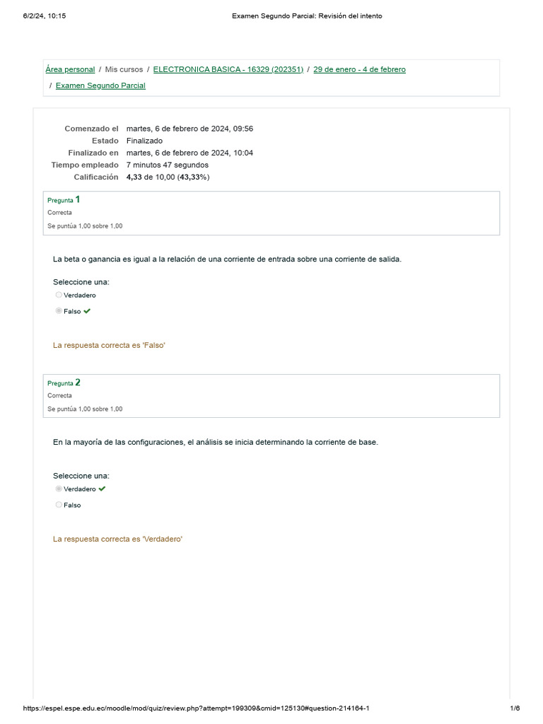 Examen Segundo Parcial - Revisión Del Intento | PDF
