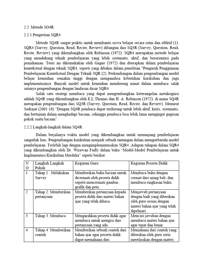 Metode Pembelajaran SQ4R oleh Wirawan Fadly | PDF | Karier & Perkembangan