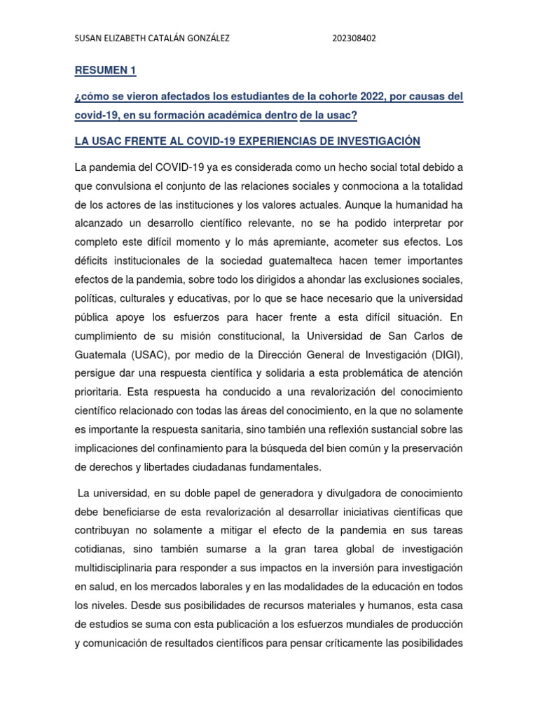 Impacto del COVID-19 en USAC y Guatemala | PDF | Política