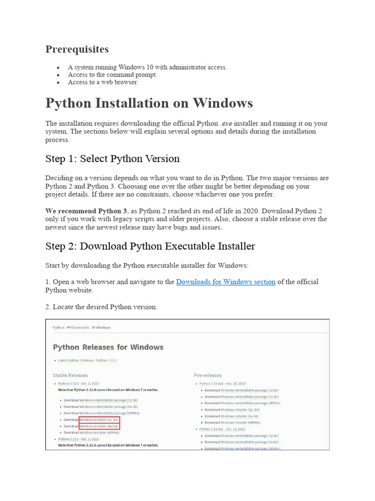 Installation of Python | PDF