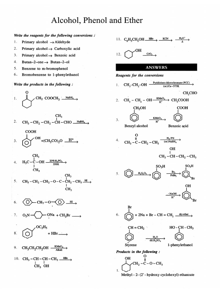 Alcohol, Phenol & Ether | PDF