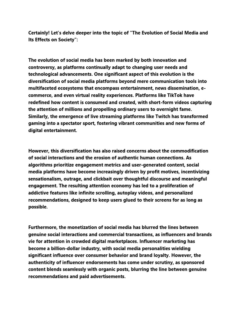 Social Media's Evolution and Societal Impact | PDF | Social Media ...