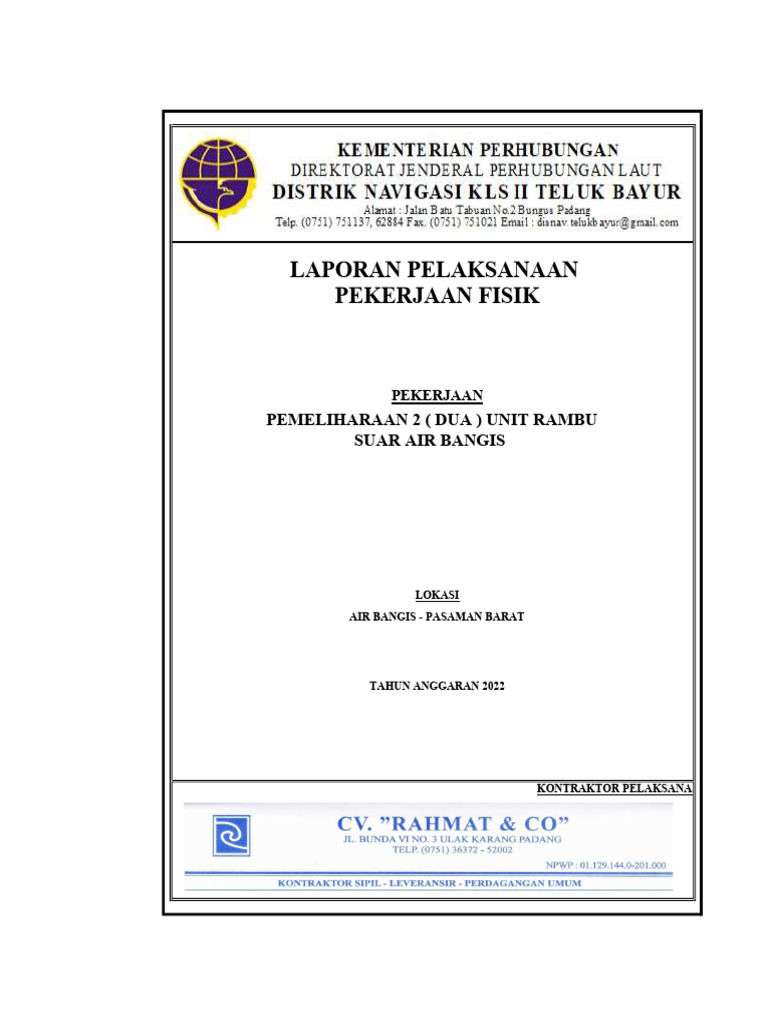 Laporan Pemeliharaan Rambu Suar 2022 | PDF