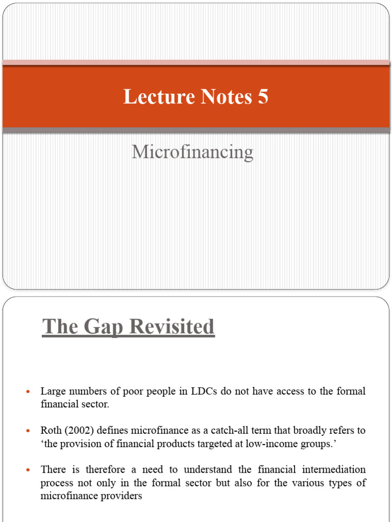 Lecture Notes 5 - Microfinancing | PDF | Microfinance | Loans