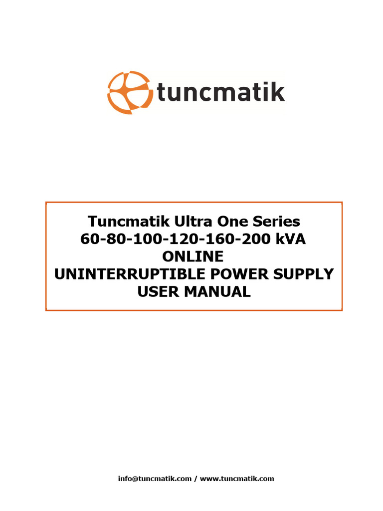 Tuncmatik 60-200 kVA UPS User Manual | PDF | Power Inverter | Rectifier