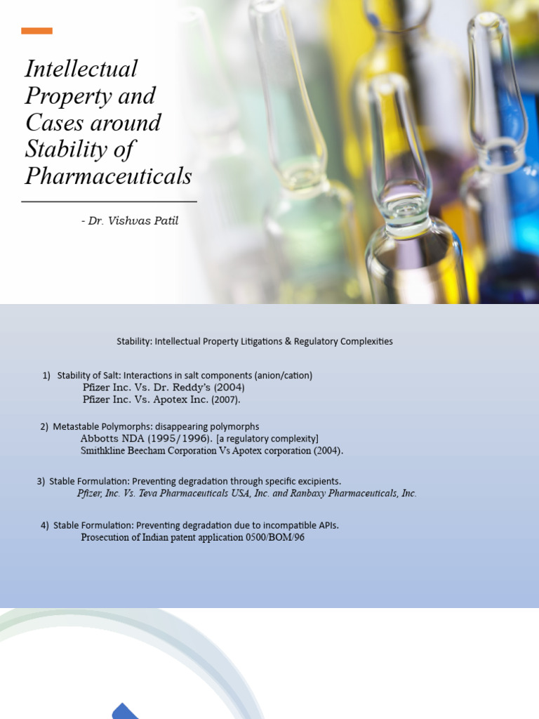 Intellectual Property and Cases Around Stability of Pharmaceuticals | PDF