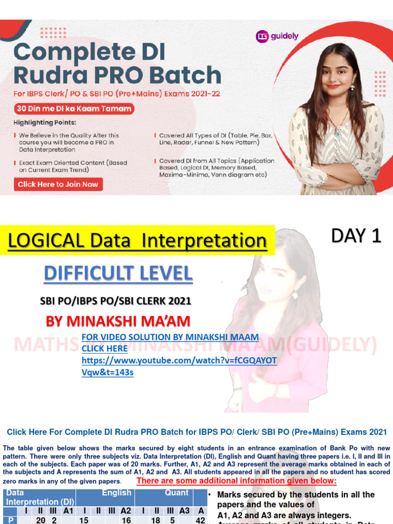 Logical DI Questions Practice PDF For Upcoming Mains Exams | PDF ...