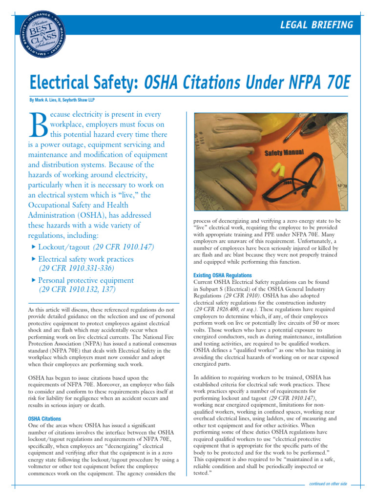OSHA and NFPA 70E Compliance Guide | PDF | Occupational Safety And ...