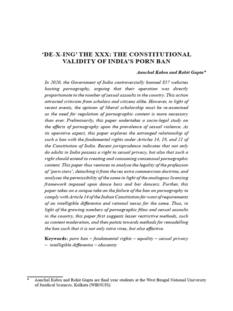 Aanchal Kabra and Rohit Gupta - De-X-Ing The XXX - The Constitutional