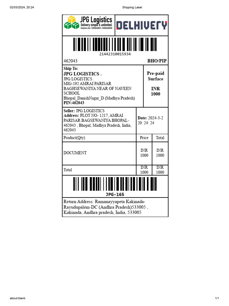 PIP Logistics Shipping Label Details | PDF