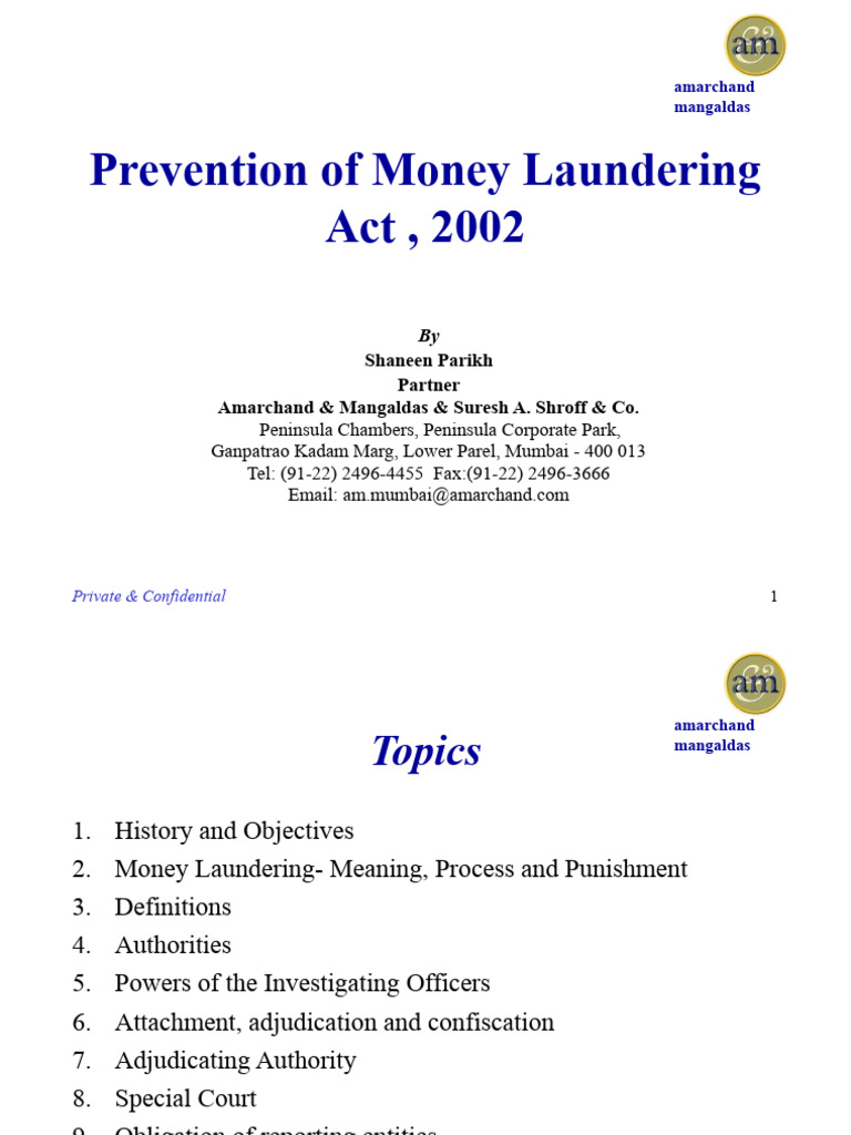 Overview of the Prevention of Money Laundering Act | PDF | Money ...