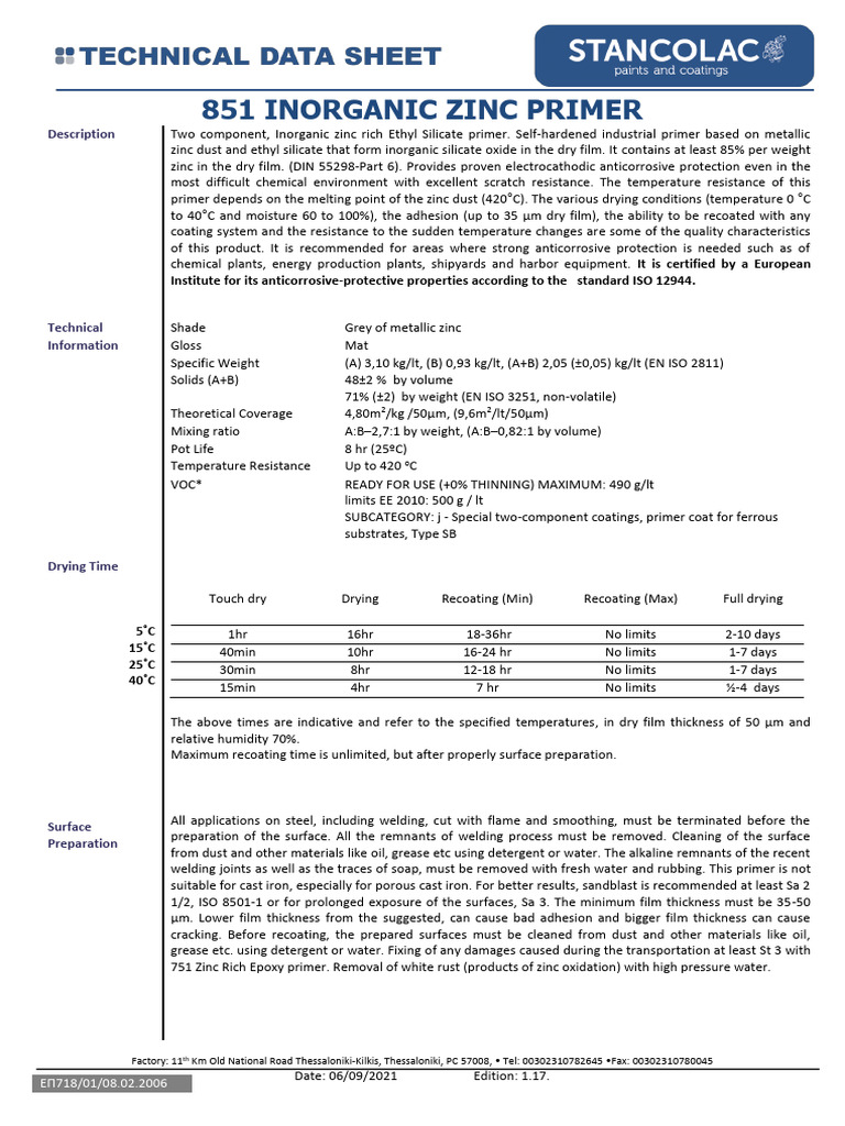 851 Zinc Primer TDS en PDF