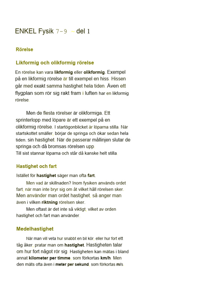 Rörelse | PDF