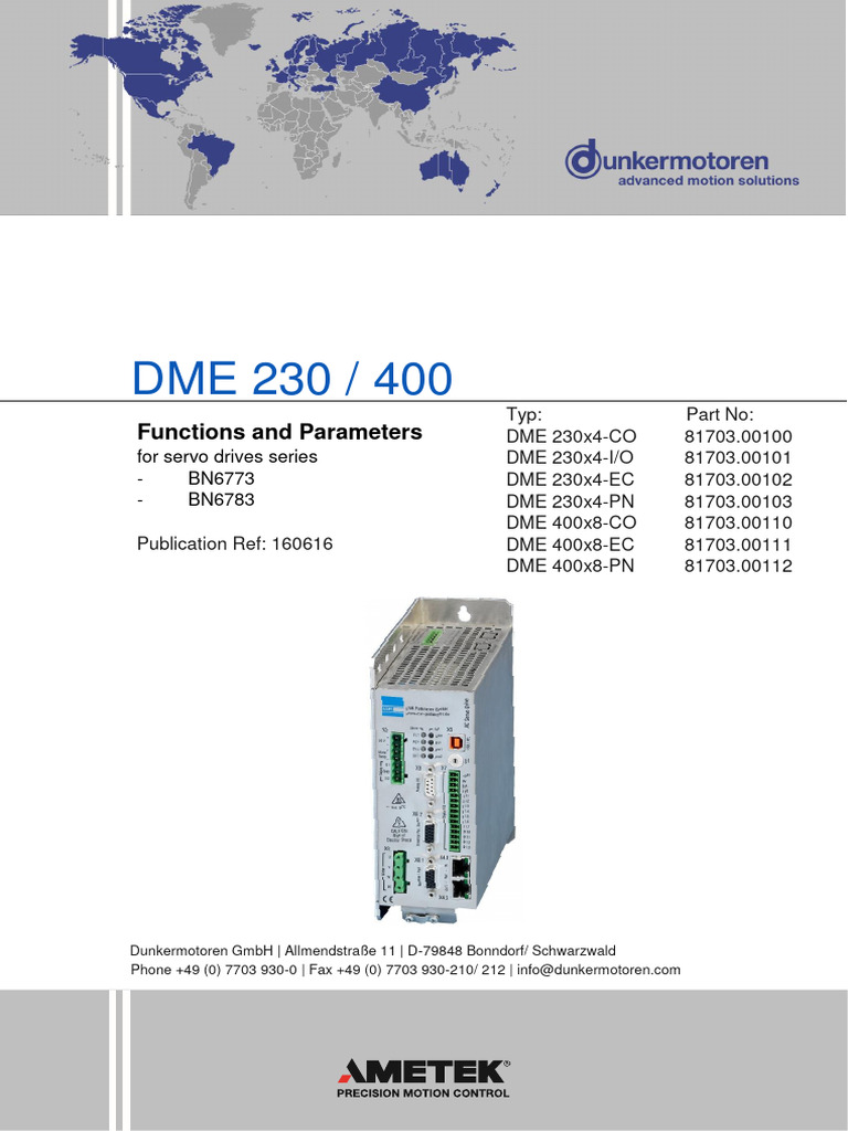DME 230 400 Functions and Parameters | PDF