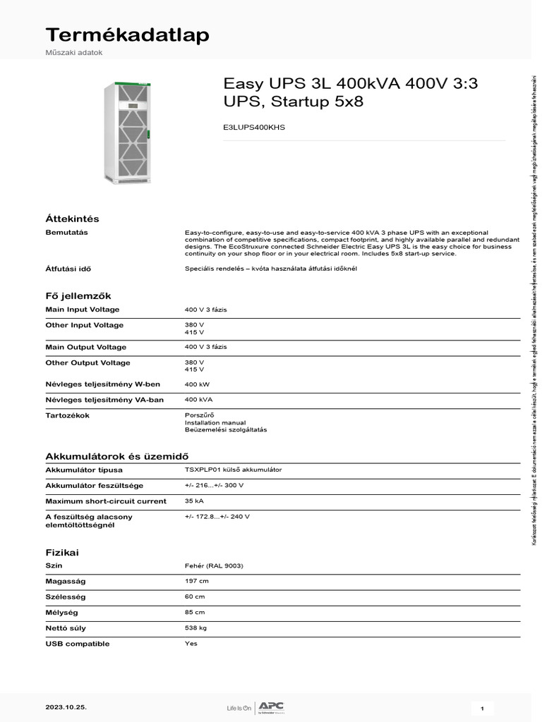 Easy UPS 3L E3LUPS400KHS PDF
