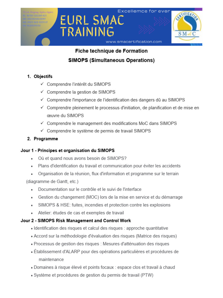 Fiche Technique SIMOPS (Simultaneous Operations) | PDF
