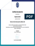 Certificat Absolvire Durerea - Factor Decisiv Pentru Calitatea Vieţii