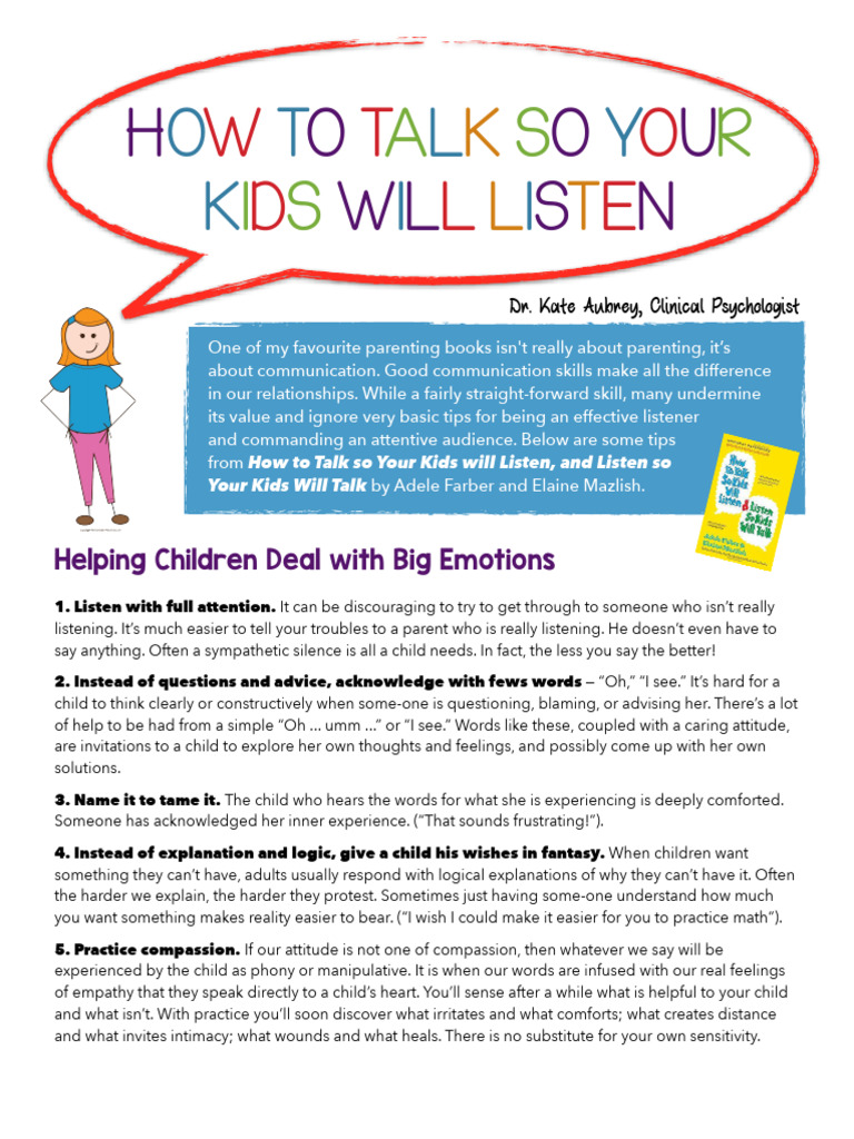 How To Talk So Your Kids Will Listen | PDF