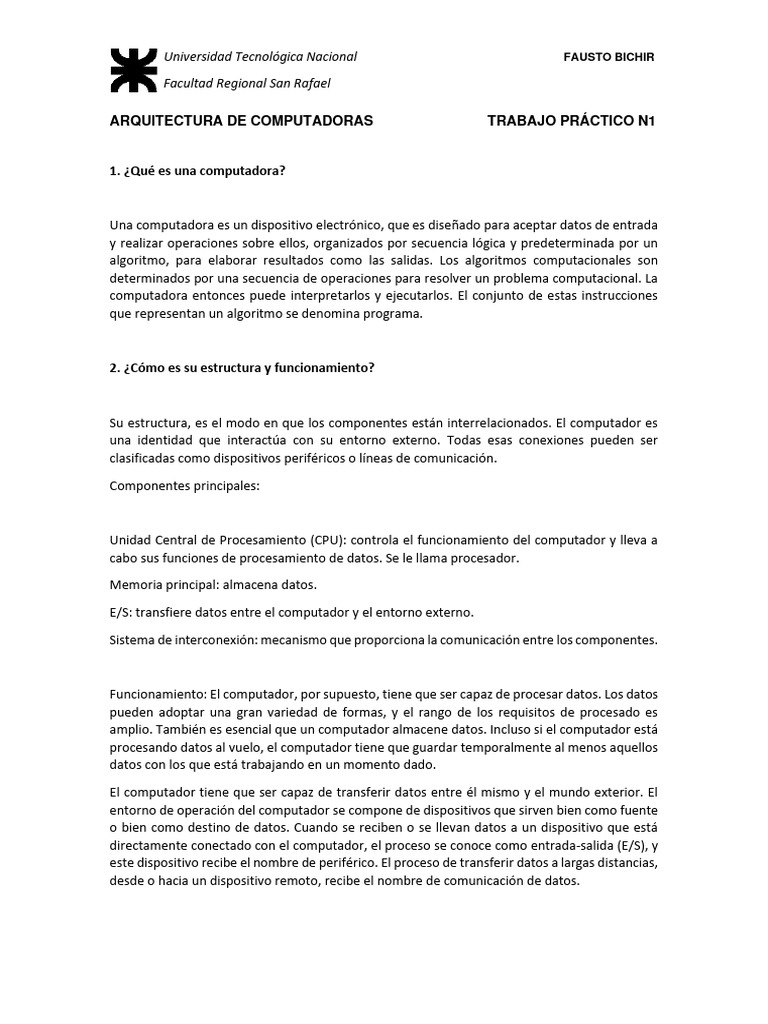 Arquitectura de Computadoras UTN | PDF | Hardware de la computadora ...