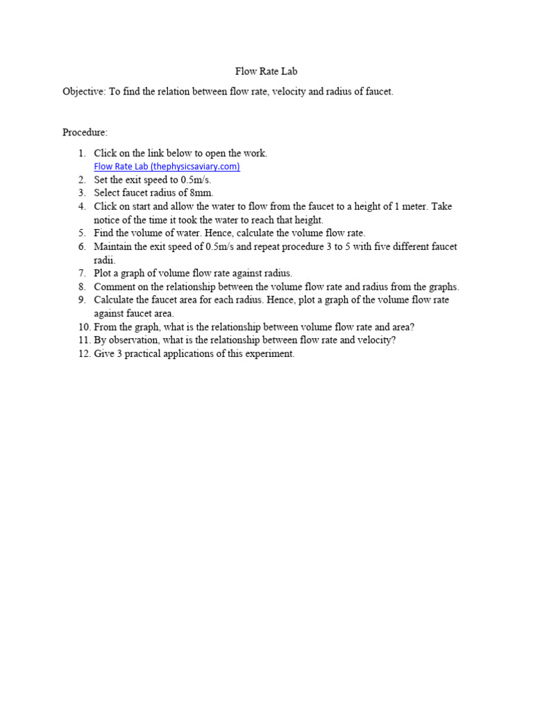 Flow Rate Lab PDF