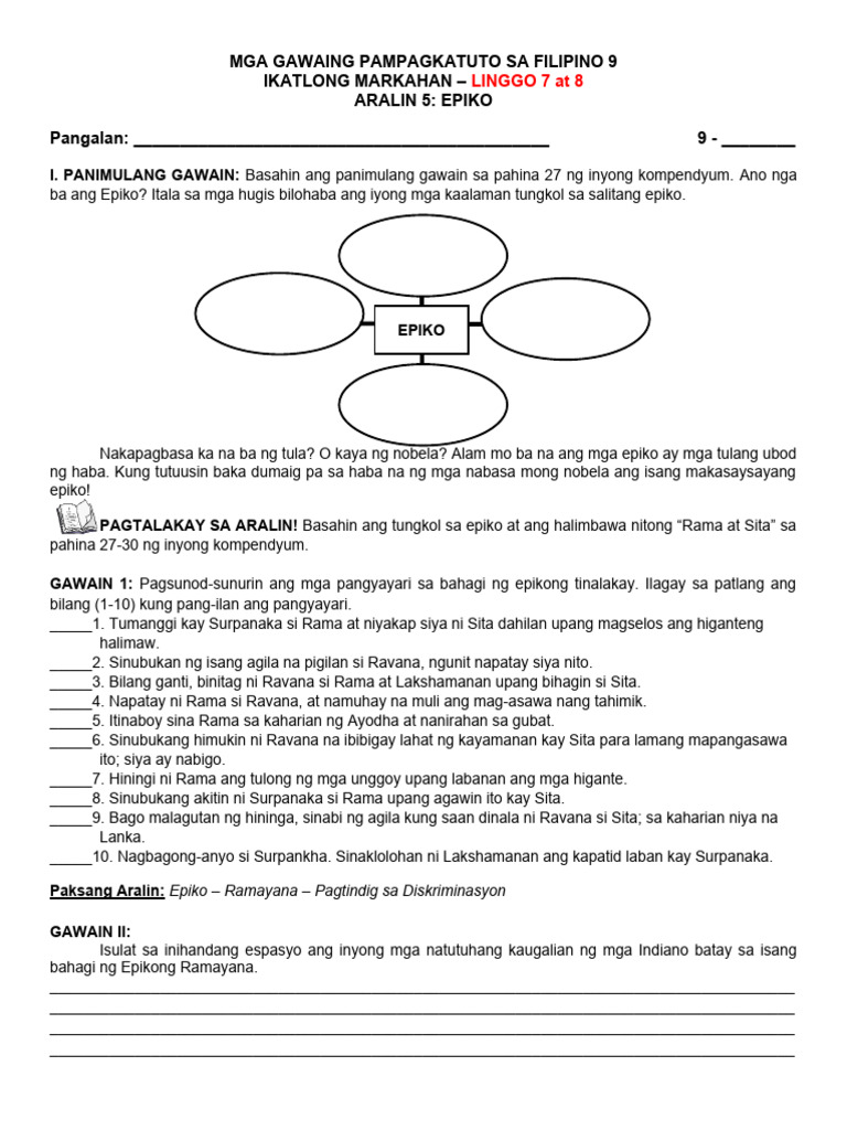3rd Fil 9 Answer Sheet Week 7-8 | PDF