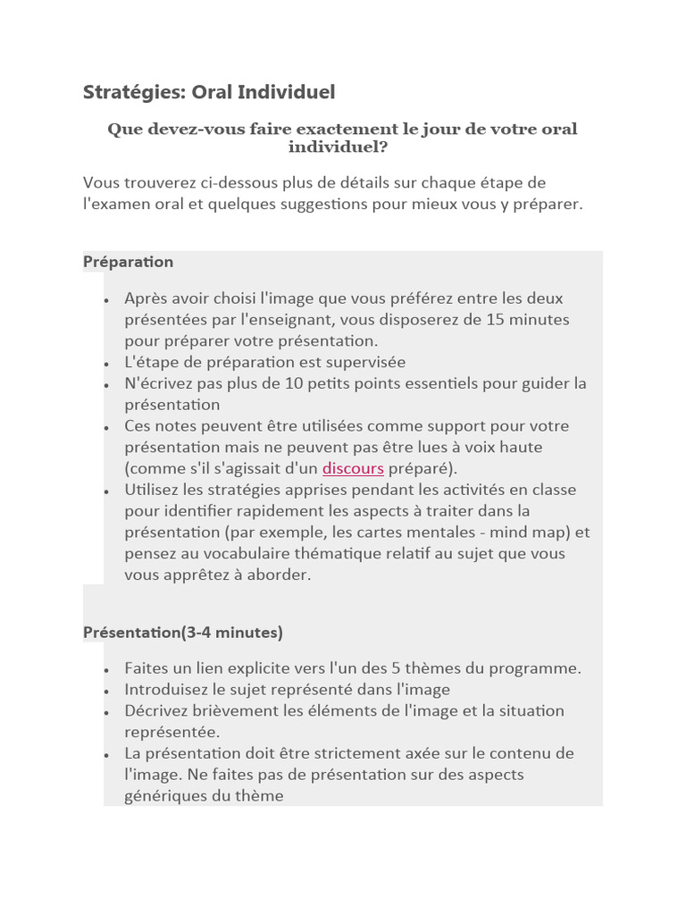 Guide de préparation à l'oral individuel | PDF | Évolution de carrière