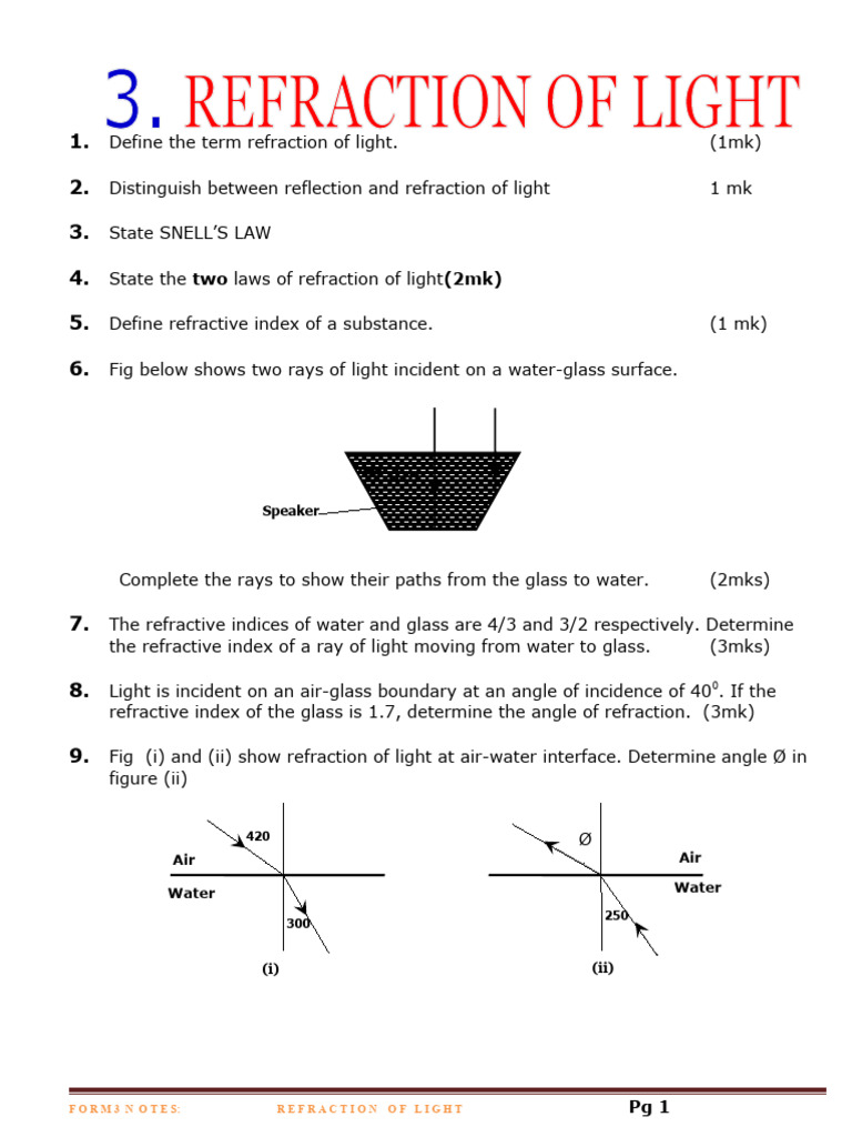 3.2 Refraction of Light | PDF
