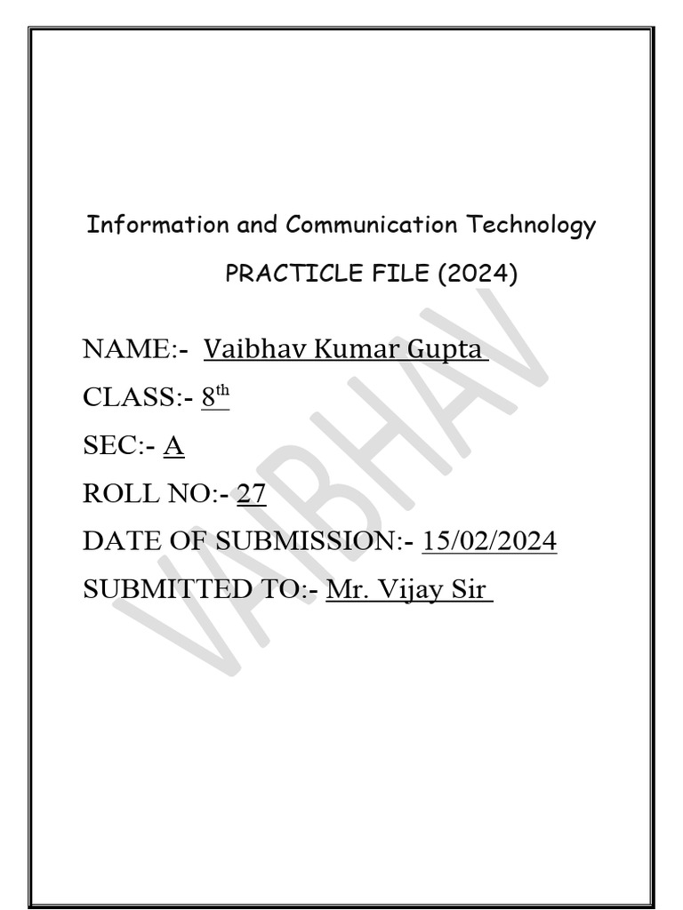 Class 8 ICT Practical Guide | PDF | Html | Hypertext