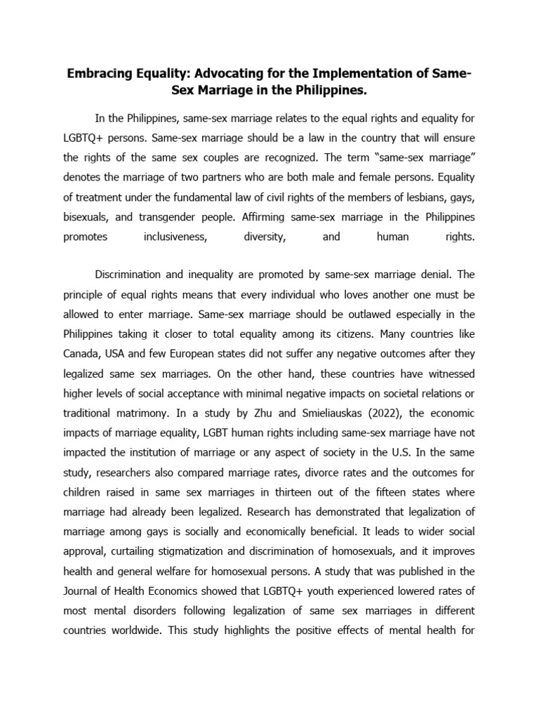 Advocating Same-Sex Marriage in the Philippines | PDF | Homosexuality ...