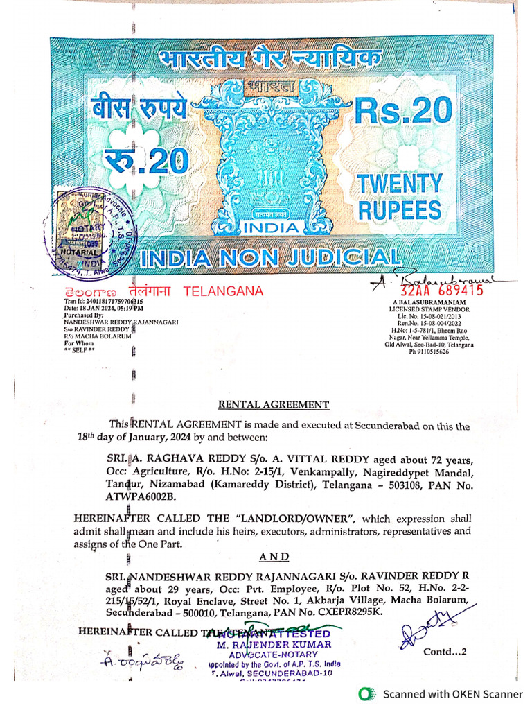 Rental agreement hra pdf
