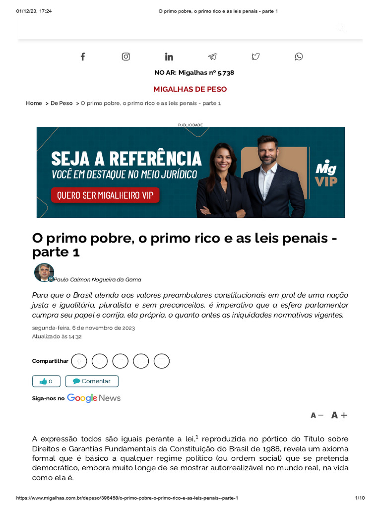 O Primo Pobre, o Primo Rico e As Leis Penais - Parte 1 | PDF | Roubo ...